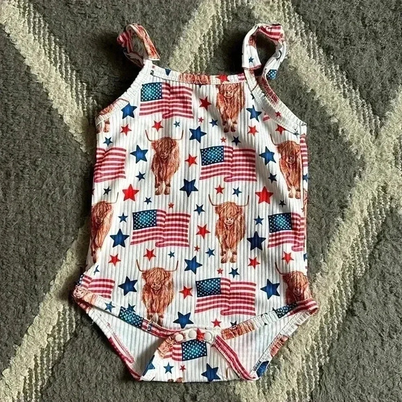 Other - American flag and cow onesie